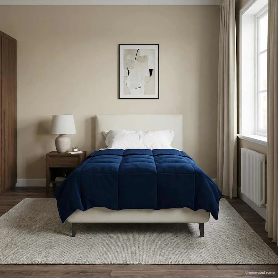 Duvet d'été simple Matelassé Bleu foncé 155 x 200 cm Microfibre