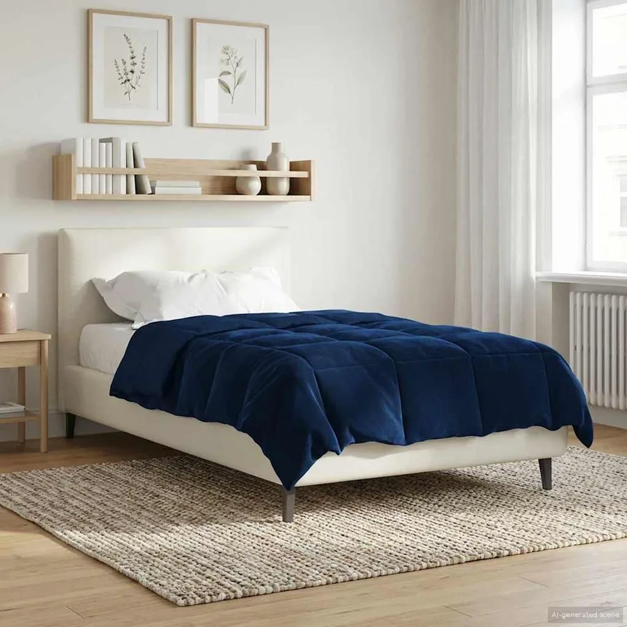 Duvet d'été simple Matelassé Bleu foncé 155 x 200 cm Microfibre - 4