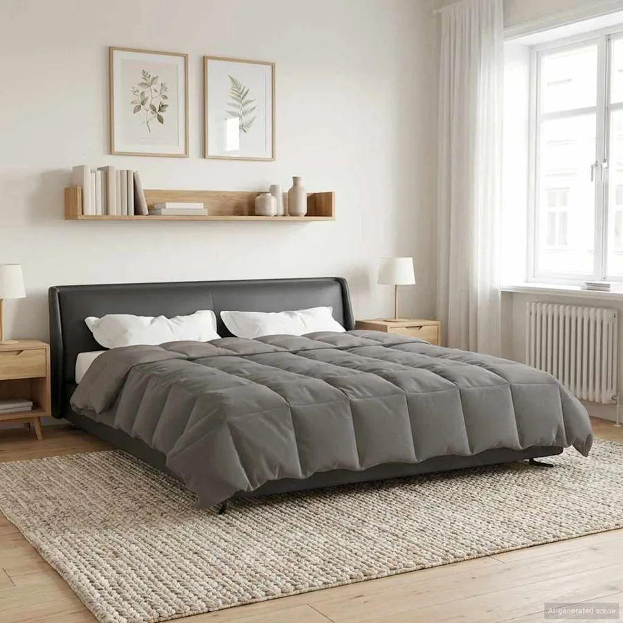 Duvet d'hiver Matelassé Gris clair 240 x 260 cm Microfibre