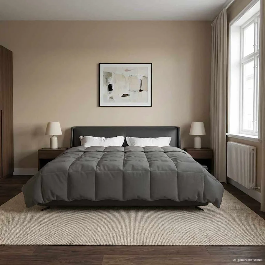 Duvet d'hiver Matelassé Gris clair 240 x 260 cm Microfibre - 4