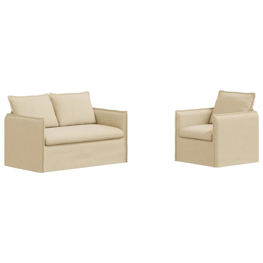 Ensemble de Canapés 2 pcs Crème 136 x 82 x 85 cm Tissu - 2