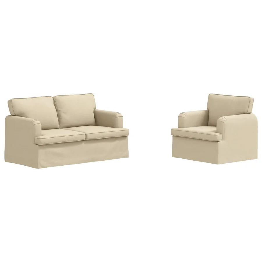 Ensemble de Canapés 2 pcs Crème 144 x 80 x 85 cm tissu - 2