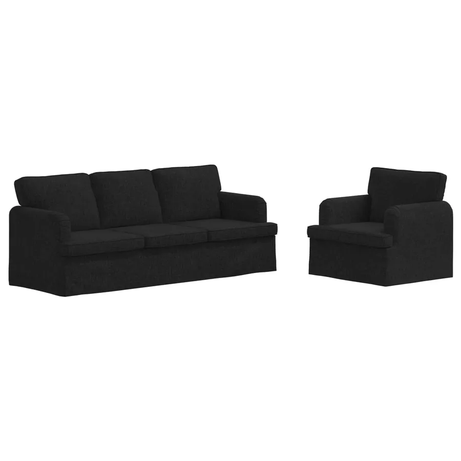 Ensemble de Canapés 2 pcs Noir 201 x 80 x 85 cm tissu - 2