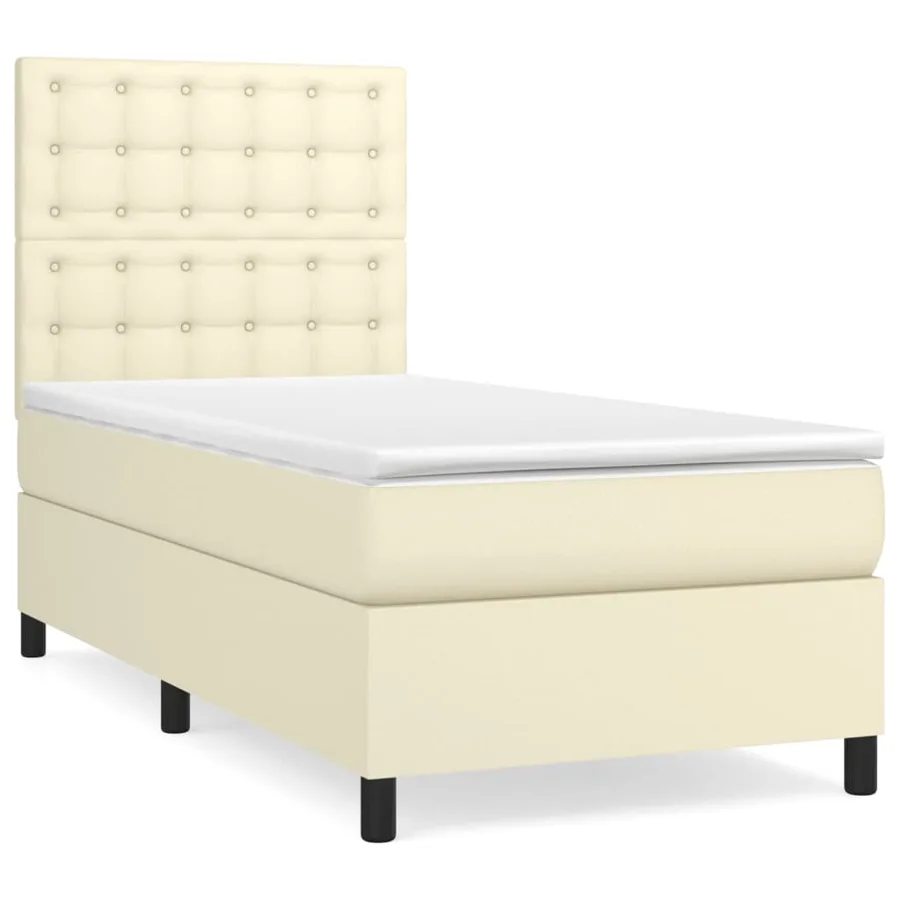 Sommier à lattes de lit avec matelas Crème 80x200 cm Similicuir - 2