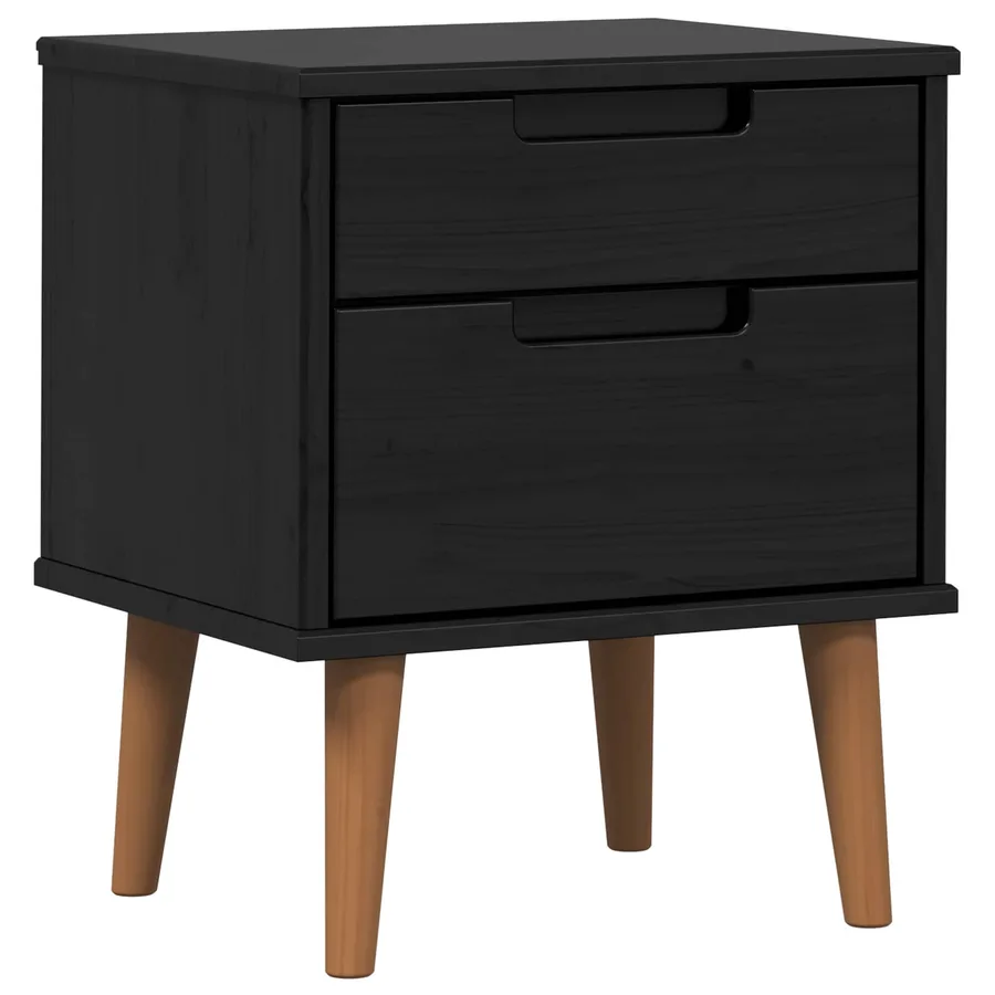 Table de chevet MOLDE Noir 40 x 35 x 48 cm Bois de pin massif - 2