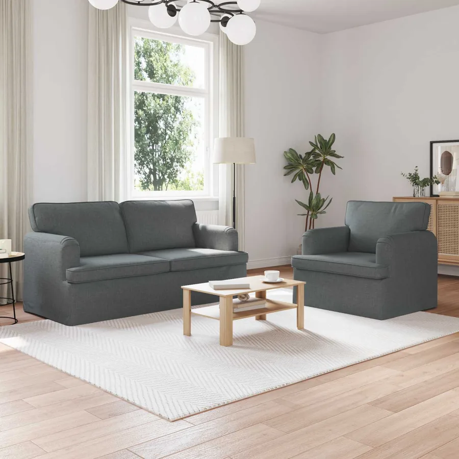 Ensemble de Canapés 2 pcs Gris foncé 162 x 80 x 85 cm tissu