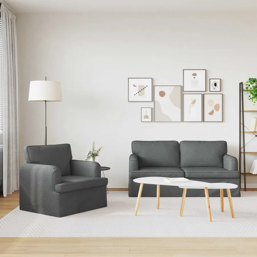 Ensemble de Canapés 2 pcs Gris foncé 162 x 80 x 85 cm tissu - 3