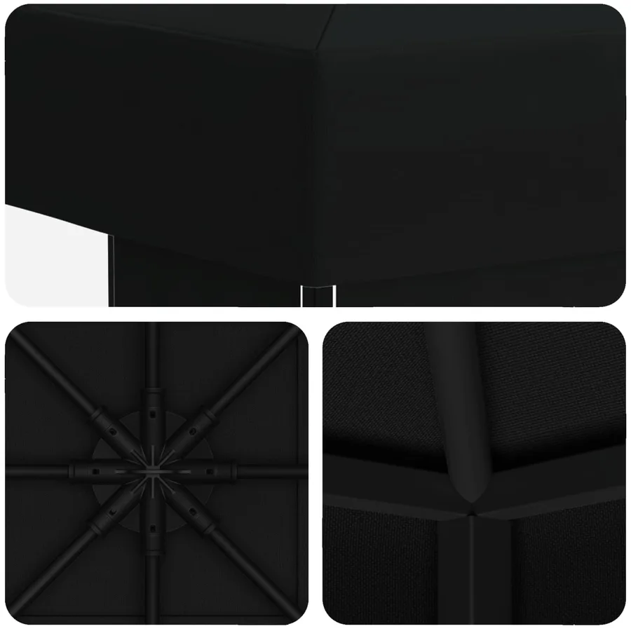 Pavillon 3 x 3 m Noir Polyester et Acier 190 gsm - 5
