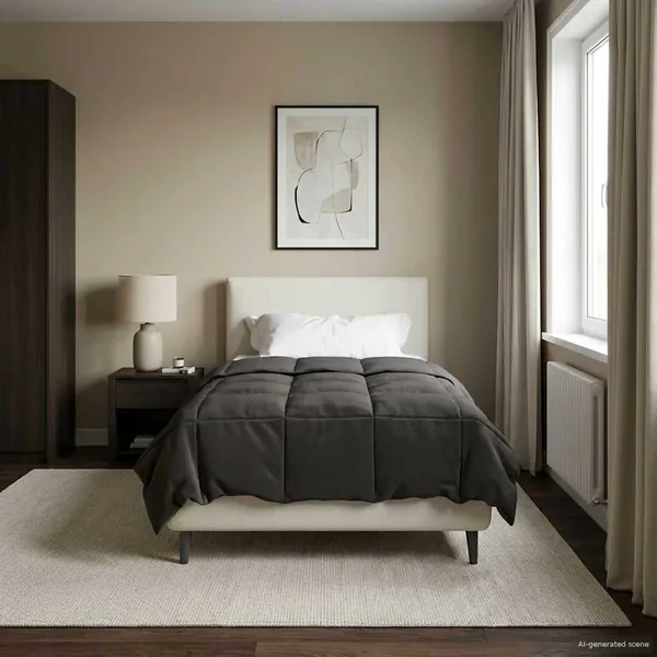 Duvet d'été simple Matelassé Anthracite 140 x 200 cm Microfibre