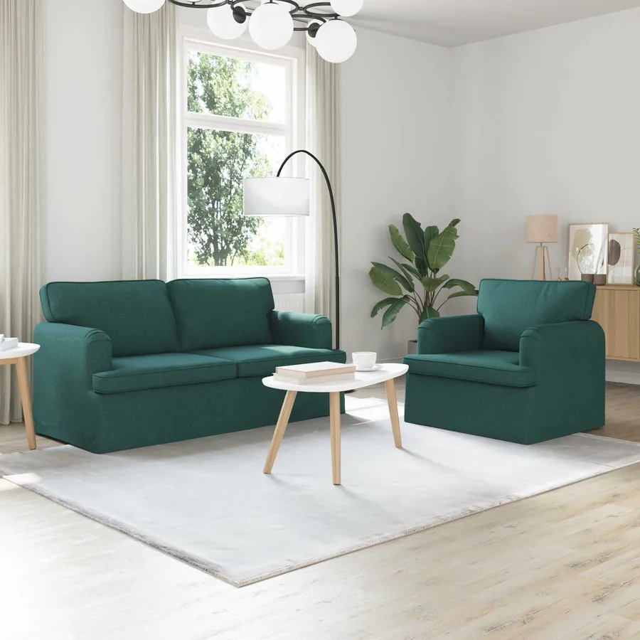 Ensemble de Canapés 2 pcs Vert foncé 162 x 80 x 85 cm tissu