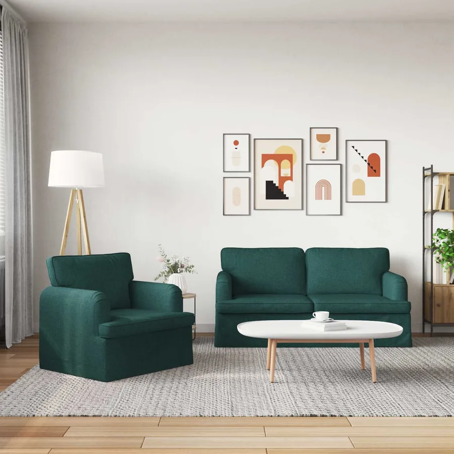 Ensemble de Canapés 2 pcs Vert foncé 162 x 80 x 85 cm tissu - 3