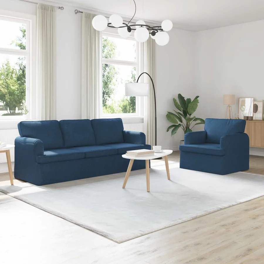 Ensemble de Canapés 2 pcs Bleu 201 x 80 x 85 cm tissu