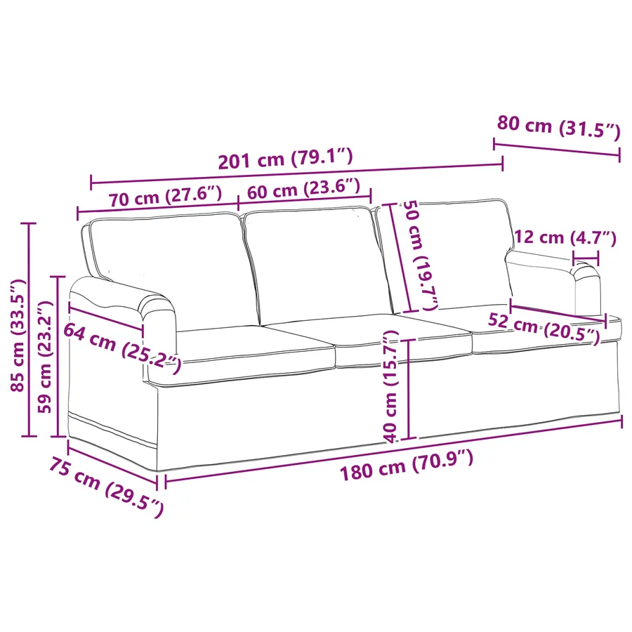 Ensemble de Canapés 2 pcs Bleu 201 x 80 x 85 cm tissu - 10
