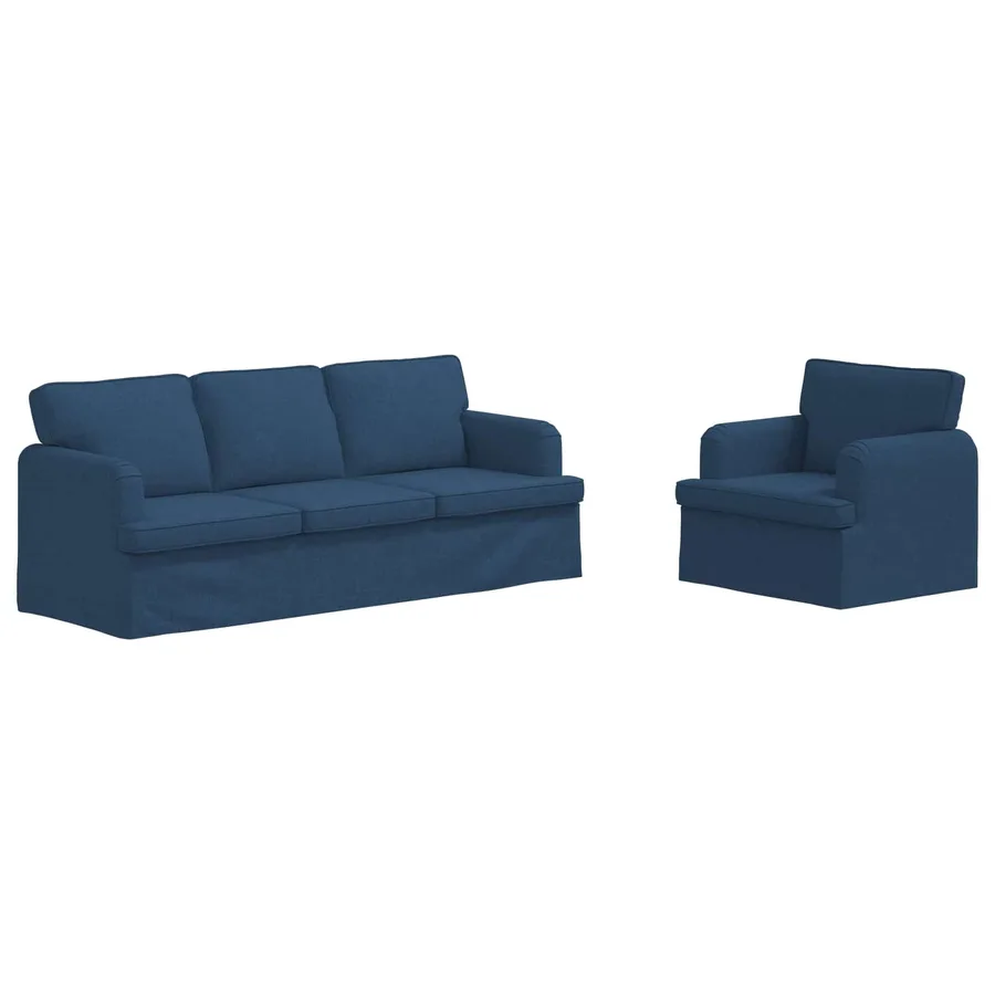 Ensemble de Canapés 2 pcs Bleu 201 x 80 x 85 cm tissu - 2