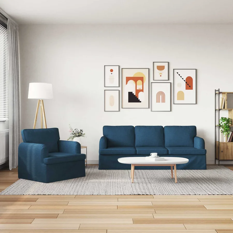 Ensemble de Canapés 2 pcs Bleu 201 x 80 x 85 cm tissu - 3