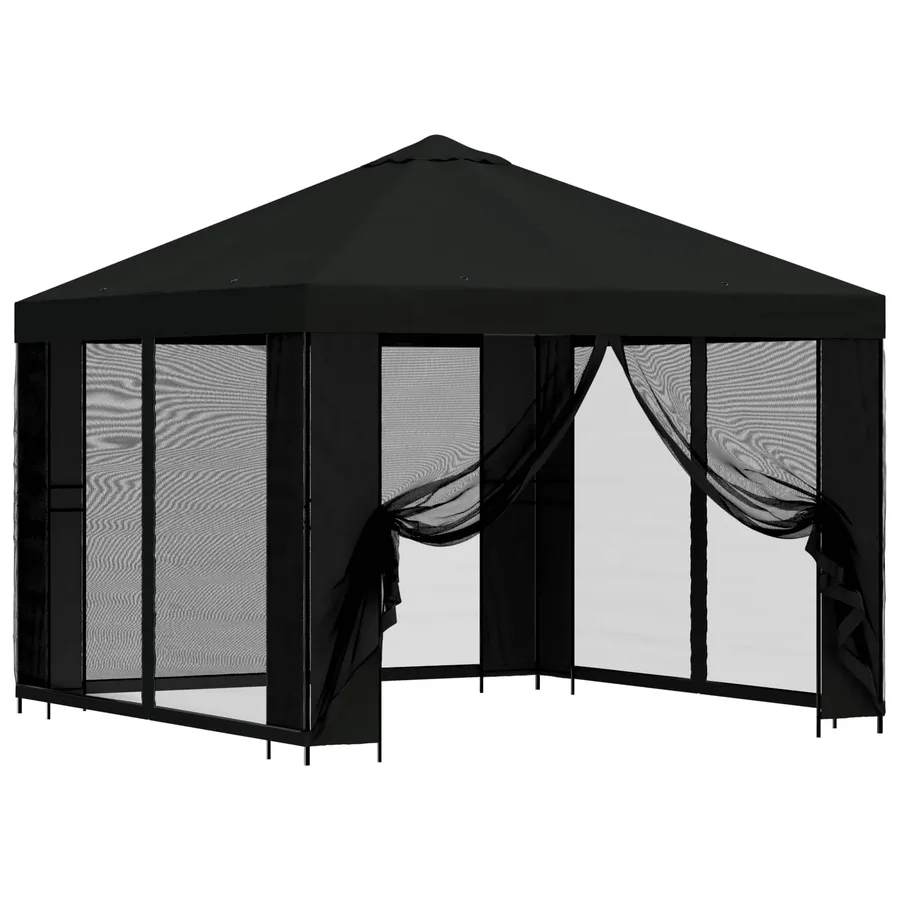 Abri de jardin avec parois 3 x 3 m Noir Polyester et Acier - 2