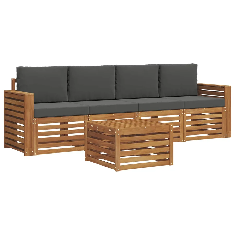 Ensemble de canapés d'extérieur 5 pcs Naturel et Anthracite - 2