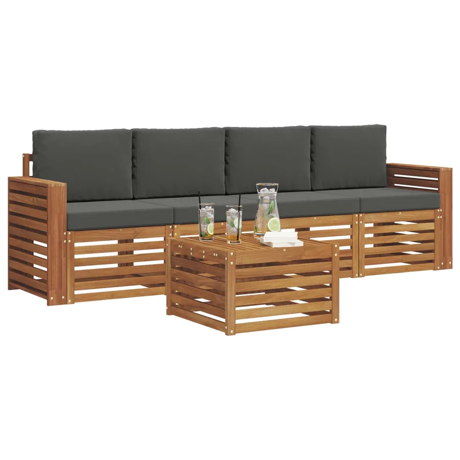 Ensemble de canapés d'extérieur 5 pcs Naturel et Anthracite - 3
