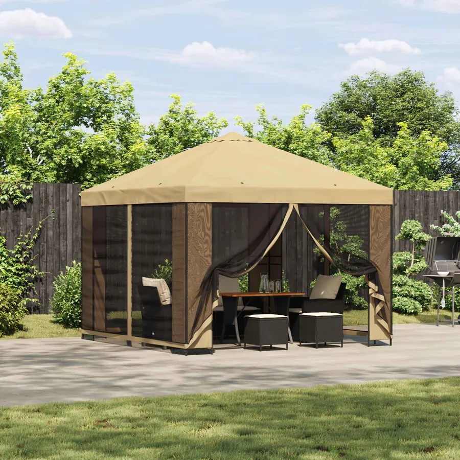 Pavillon 3 x 3 m Crème Polyester et Acier 190 gsm