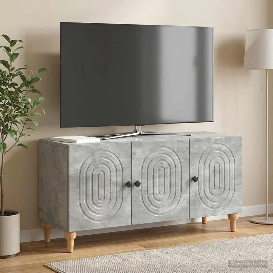 Meuble TV Gris béton 99 x 34,5 x 50 cm Bois d'ingénierie - 4