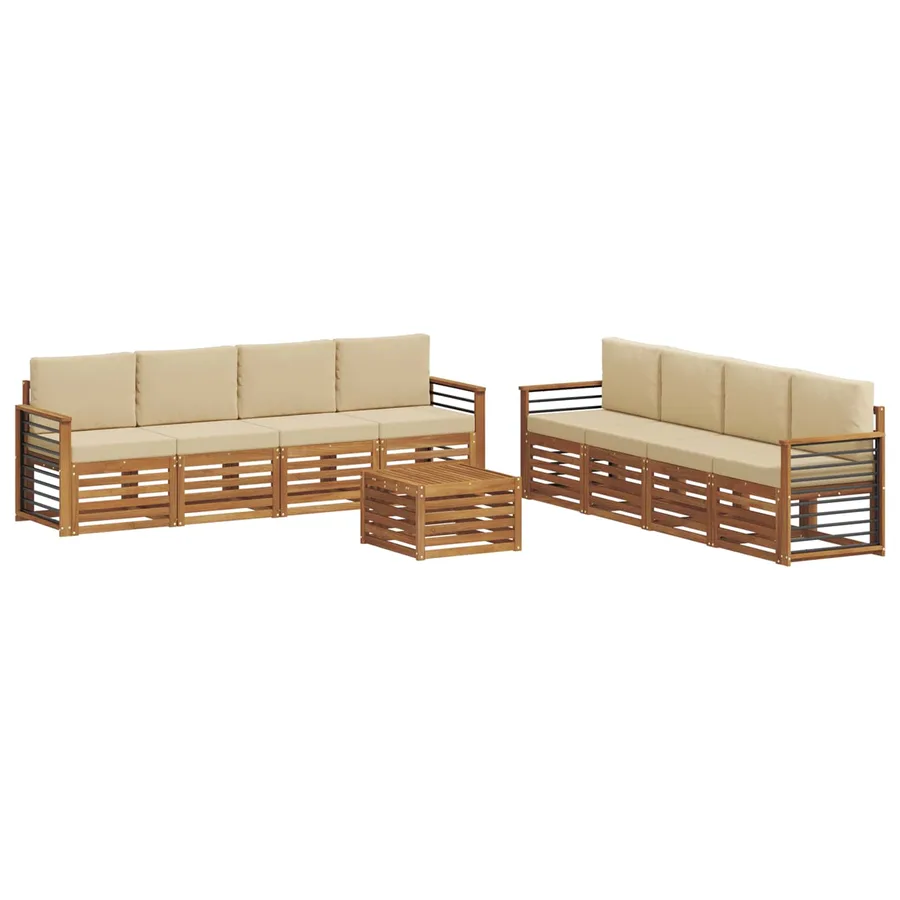 Ensembles de canapés avec coussin 9 pcs Naturel et Beige - 2