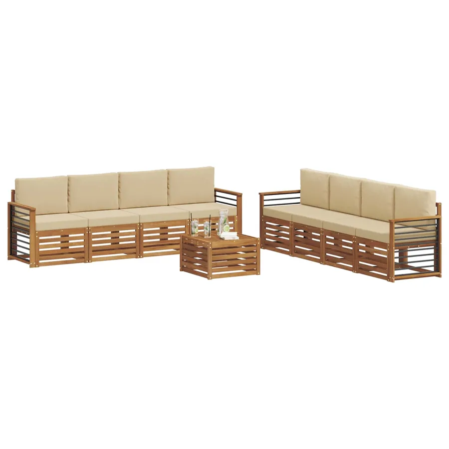 Ensembles de canapés avec coussin 9 pcs Naturel et Beige - 3