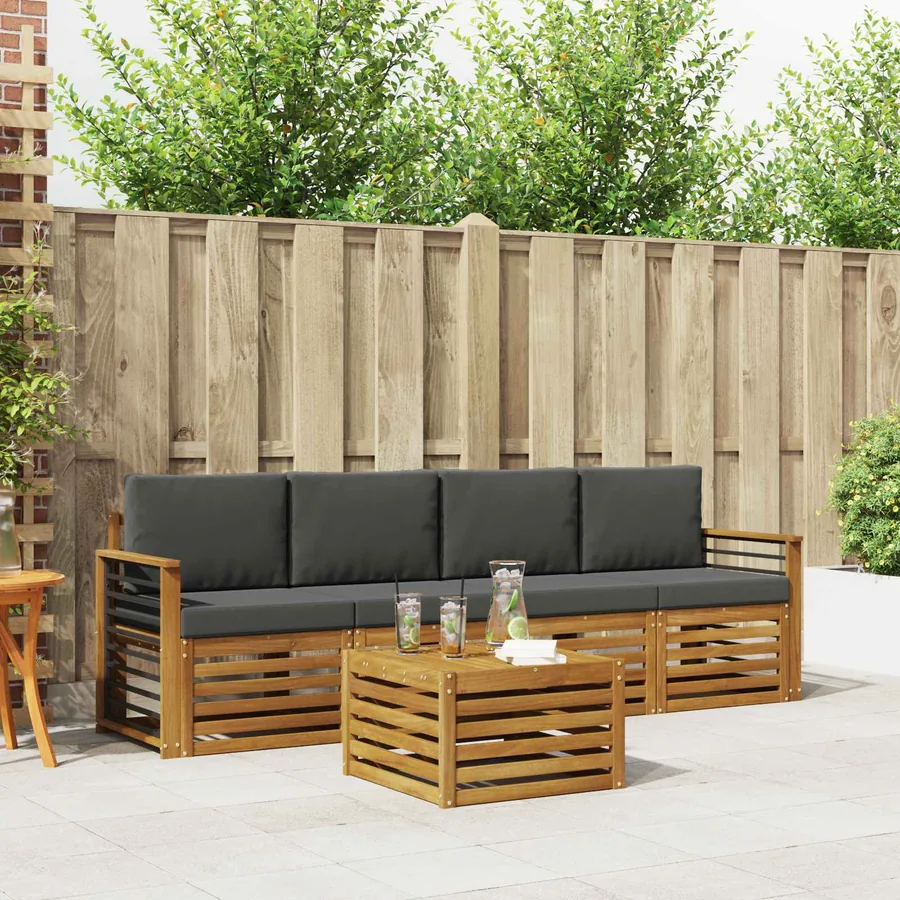 Ensemble de canapés d'extérieur 5 pcs Naturel et Anthracite
