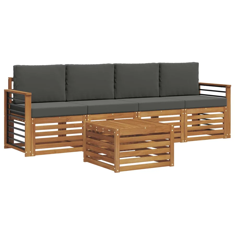 Ensemble de canapés d'extérieur 5 pcs Naturel et Anthracite - 2