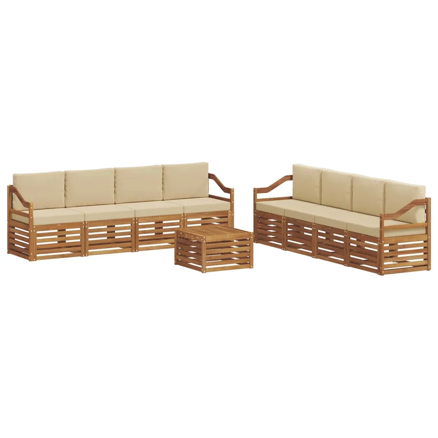 Ensembles de canapés avec coussin 9 pcs Naturel et Beige - 2