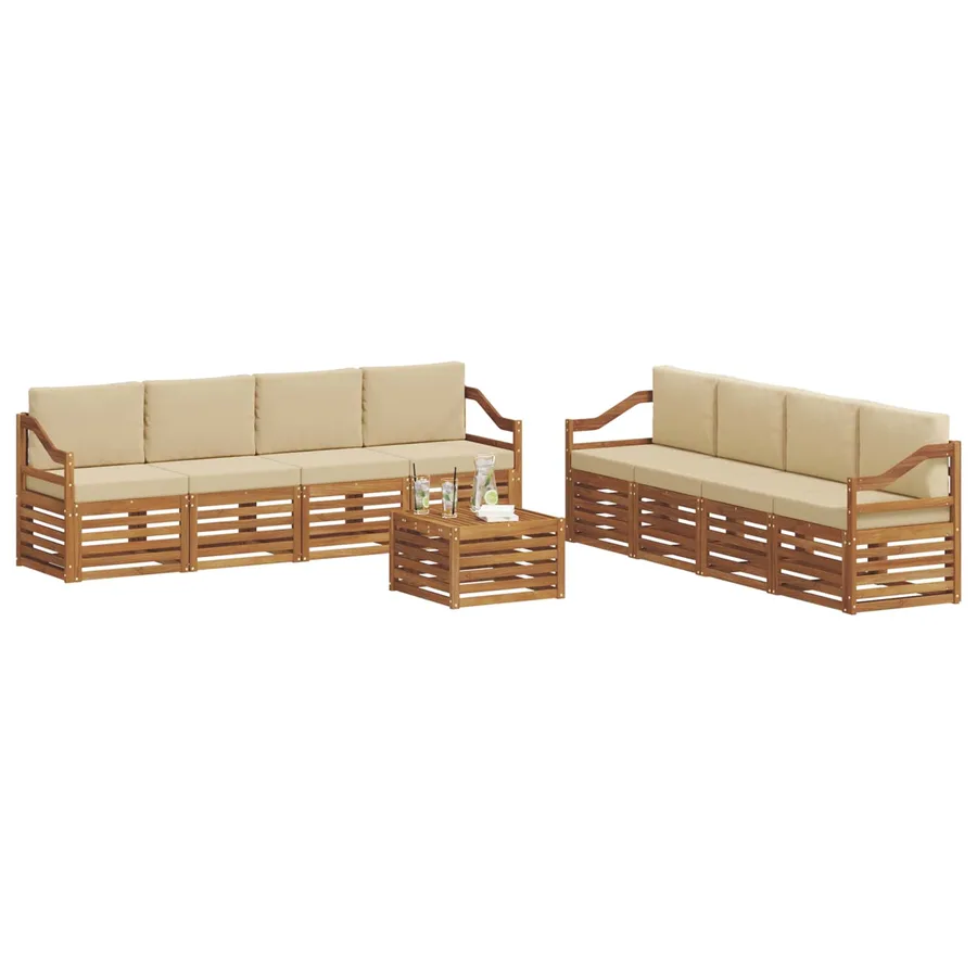 Ensembles de canapés avec coussin 9 pcs Naturel et Beige - 3