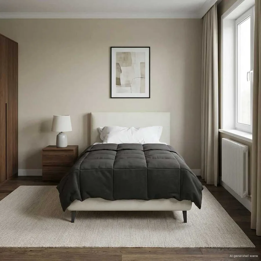 Duvet complet toute l'année Anthracite 140 x 200 cm Microfibre