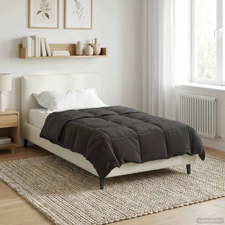 Duvet complet toute l'année Anthracite 140 x 200 cm Microfibre - 4