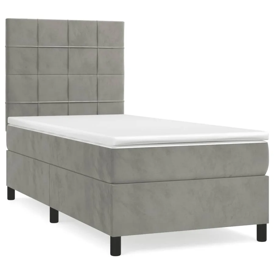 Sommier à lattes de lit et matelas Gris clair 90x200 cm Velours - 2