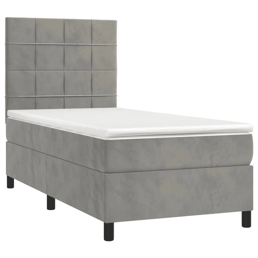 Sommier à lattes de lit et matelas Gris clair 90x200 cm Velours - 3