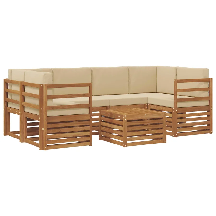 Ensemble de canapés d'extérieur 7 pcs Naturel et Beige - 2