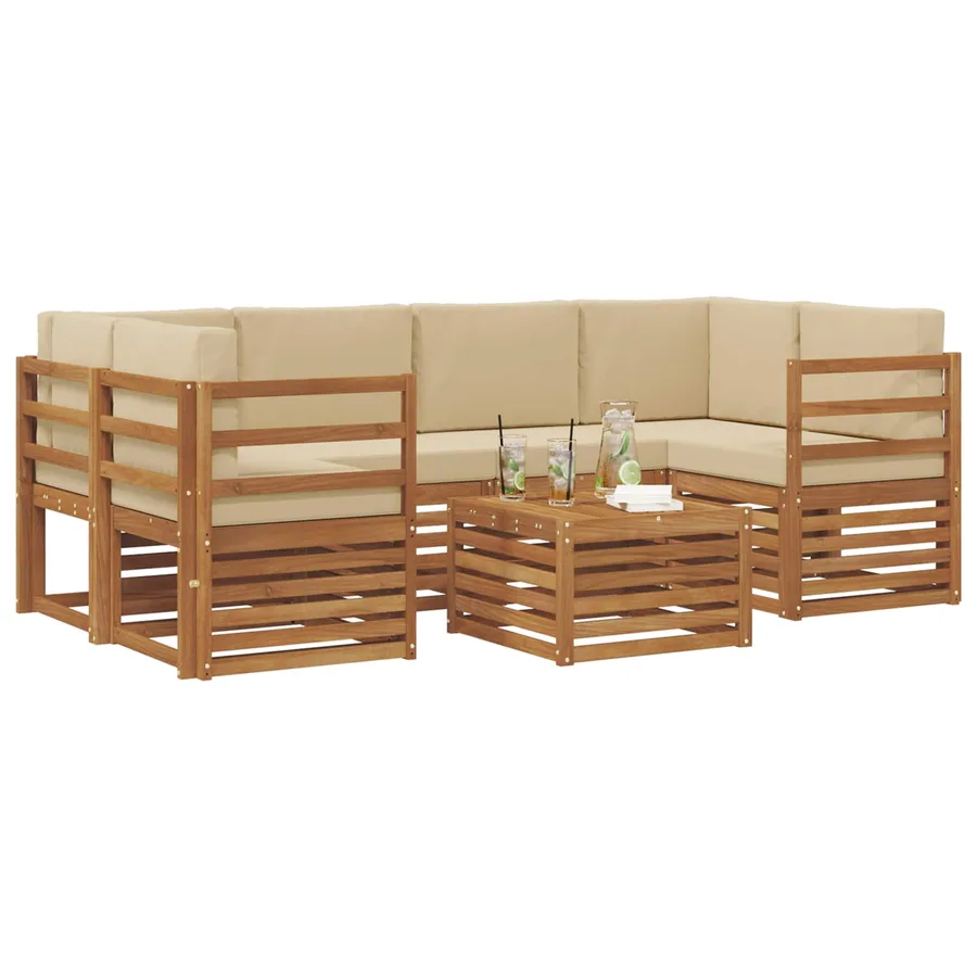 Ensemble de canapés d'extérieur 7 pcs Naturel et Beige - 3