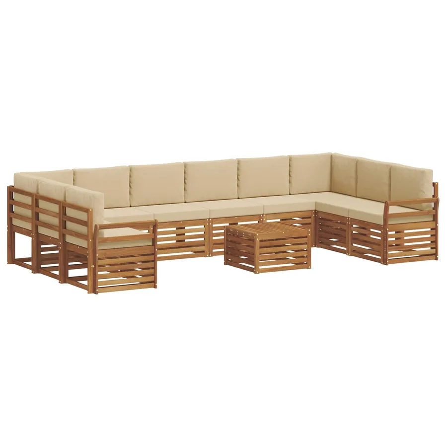 Ensemble de canapés d'extérieur 11 pcs Naturel et Beige - 2