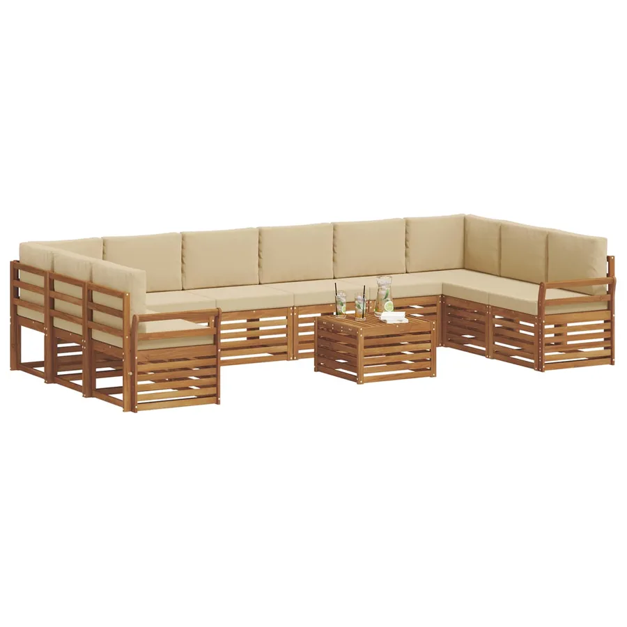 Ensemble de canapés d'extérieur 11 pcs Naturel et Beige - 3