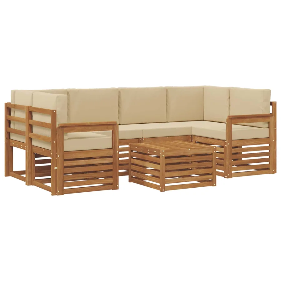Ensemble de canapés d'extérieur 7 pcs Naturel et Beige - 2