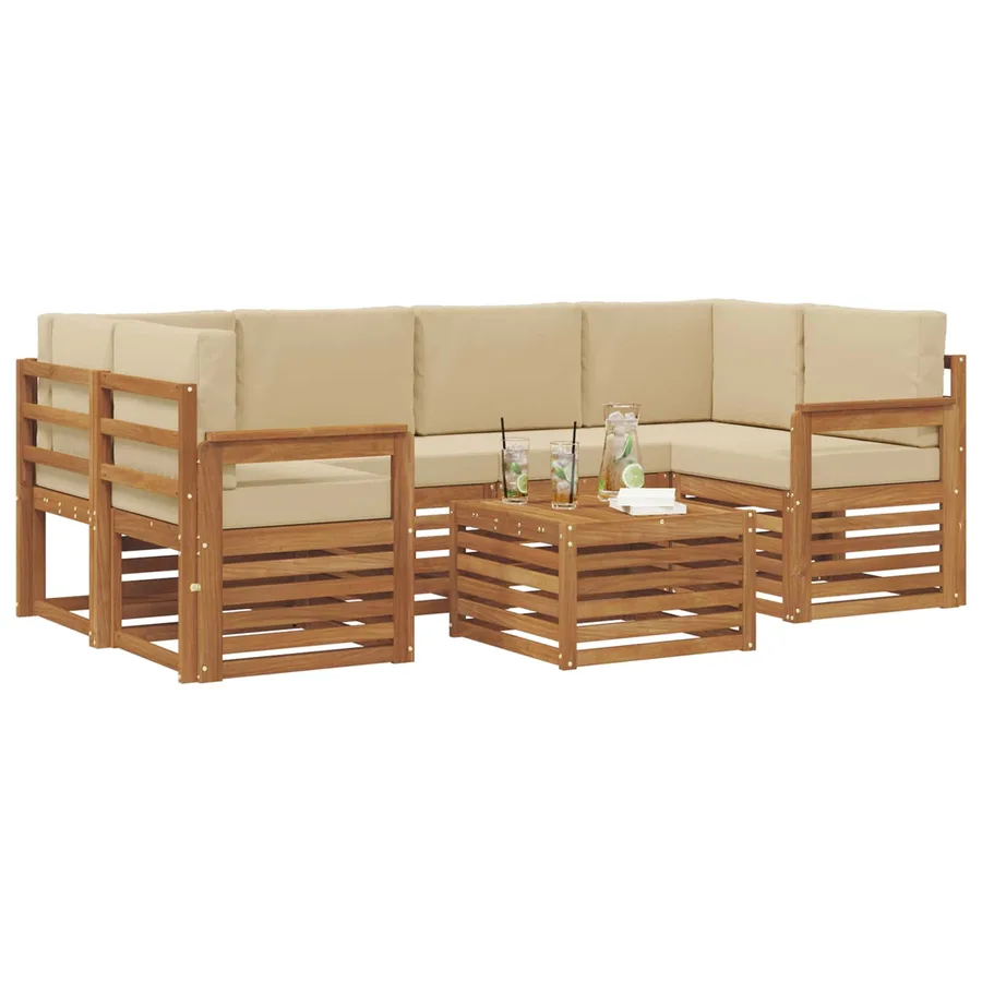Ensemble de canapés d'extérieur 7 pcs Naturel et Beige - 3