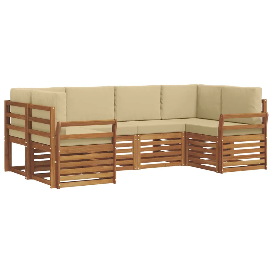 Ensemble de canapé d'angle avec coussin 6 pcs Naturel - 2