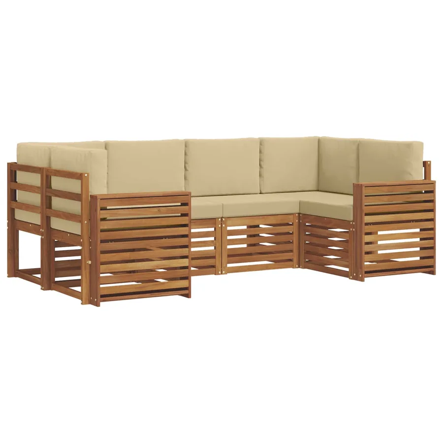 Ensemble de canapé d'angle avec coussin 6 pcs Naturel et Beige - 2
