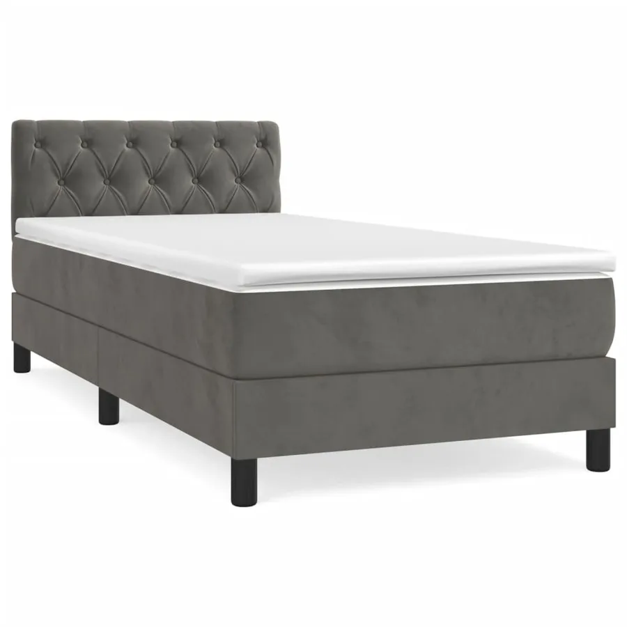 Sommier à lattes de lit et matelas Gris foncé 80x200 cm Velours - 2