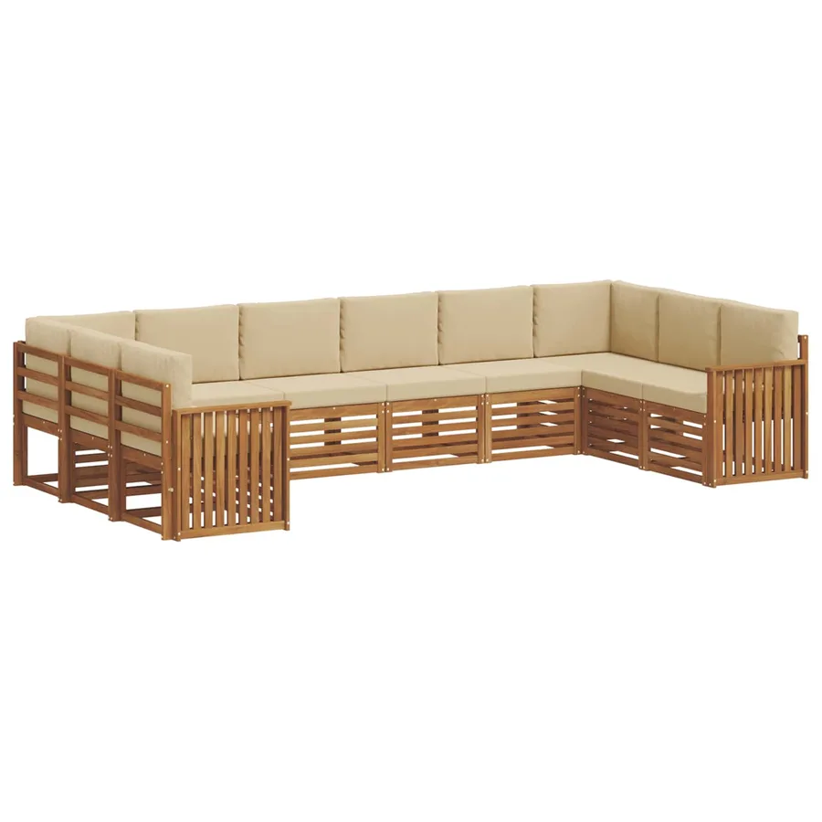 Ensemble de canapé d'angle avec coussin 10 pcs Naturel et Beige - 2