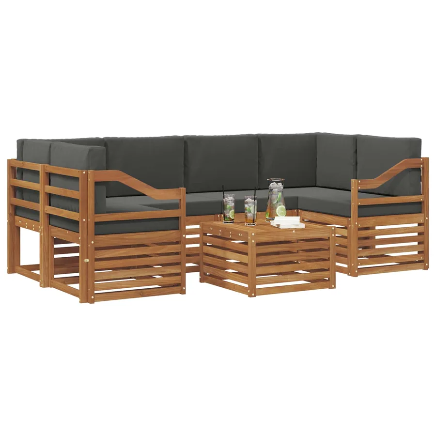 Ensemble de canapés d'extérieur 7 pcs Naturel et Anthracite - 3