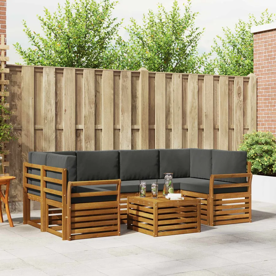 Ensemble de canapés d'extérieur 7 pcs Naturel et Anthracite