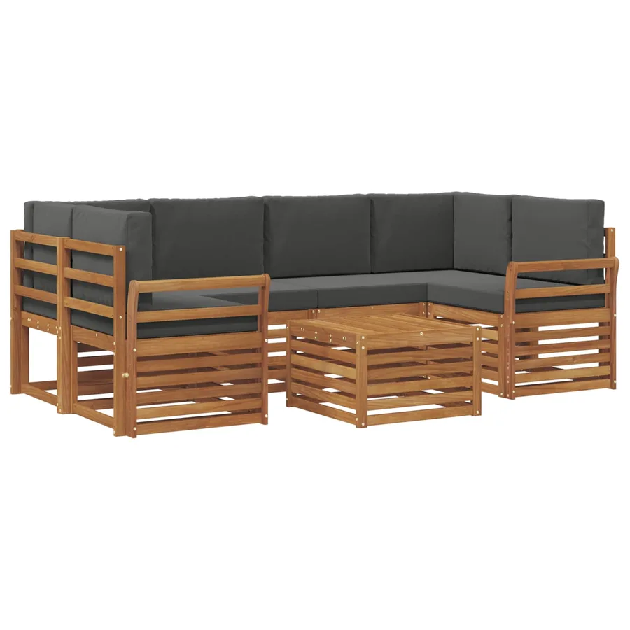 Ensemble de canapés d'extérieur 7 pcs Naturel et Anthracite - 2