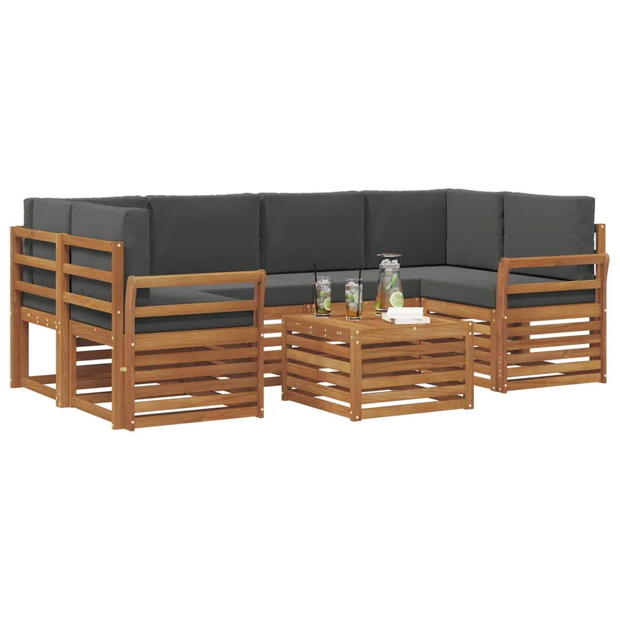 Ensemble de canapés d'extérieur 7 pcs Naturel et Anthracite - 3