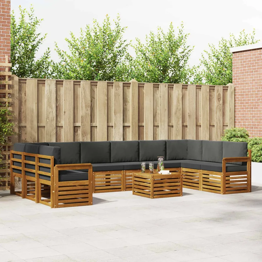 Ensemble de canapés d'extérieur 11 pcs Naturel et Anthracite