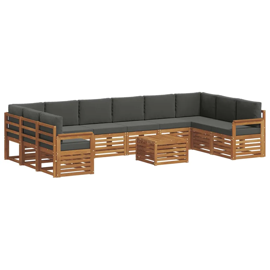 Ensemble de canapés d'extérieur 11 pcs Naturel et Anthracite - 2